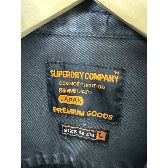 SuperDry Commodity Edition 40Cm Large Black Denim Distressed Button Shirt - Picture 7 of 10